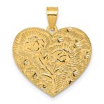 14k Polished and Textured Roses -A Mother's Love is the Greatest Gift Of All- Heart Pendant - Image 3