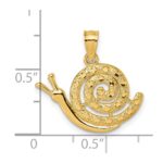 14k Polished Textured and Diamond-cut Snail Pendant - Image 4