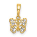 14k with White Rhodium Polished Butterfly Charm