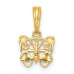 14k with White Rhodium Polished Butterfly Charm - Image 3