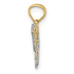 14k Polished with Rhodium Diamond-cut Filigree Butterfly Pendant - Image 2