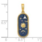 14k with White Rhodium Polished Blue Enamel Sun Moon and Stars Charm - Image 4