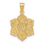 14k Polished And Textured Multi-faith Symbol Flower Pendant - Image 3