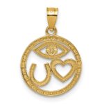 14k Polished Heart/Evil Eye/Horseshoe In Circle Pendant - Image 3
