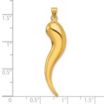 14k Polished Hollow 3-D Italian Horn Pendant - Image 4
