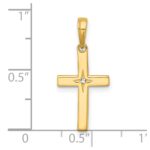 14K with White Rhodium Diamond-cut Latin Cross Pendant - Image 4