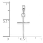 14K White Gold 3-D and Polished Stick Cross Charm - Image 4