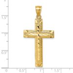 14K Polished Diamond-cut Textured Fancy Latin Cross Pendant - Image 4