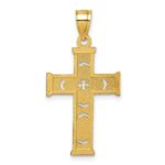 14k Polished Diamond-cut Textured Fancy Pierced Design Cross Pendant - Image 3