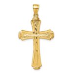 14k Polished Diamond-cut Textured Fancy Cross Pendant