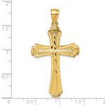 14k Polished Diamond-cut Textured Fancy Cross Pendant - Image 4