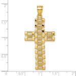 14k Polished Diamond-cut Textured Fancy Link Design Latin Cross Pendant - Image 4