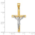 14k Polished Two-tone Diamond-cut Crucifix Pendant - Image 4