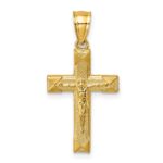 14k Polished Textured Crucifix Pendant