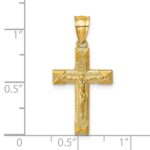 14k Polished Textured Crucifix Pendant - Image 4