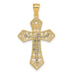 14k Two-tone Polished and Textured Filigree Passion Crucifix Pendant - Image 3