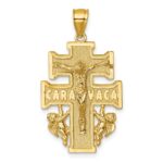 14k Polished and Textured Cara Vaca Crucifix Pendant
