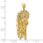 14k Polished CZ Standing Saint Jude Figure Pendant - Image 4