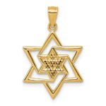 14k Polished and Diamond-cut Star Of David Religious Pendant