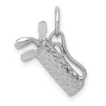 14k White Gold Solid Polished 3-D Golf Bag with Clubs Charm