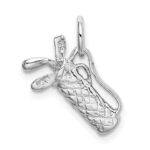 14k White Gold Solid Polished 3-D Golf Bag with Clubs Charm - Image 3