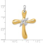 14k Two-tone Dove Cross Pendant - Image 3