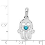 14k White Gold Turquoise Chamseh Pendant - Image 4