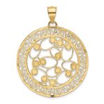 14k and White Rhodium Diamond-cut Filigree Pendant - Image 3