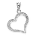 14k White Gold Polished Open Dangling Heart Pendant - Image 3