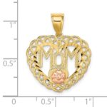 14k Two-tone MOM in Heart Frame with Flower Charm - Image 3