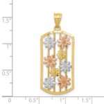 14k Two-tone with White Rhodium Framed Daisy Pendant - Image 4