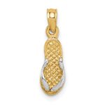 14k and White Rhodium 3-D Single Flip-Flop Pendant