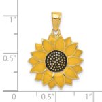 14k Enameled Yellow Sunflower Pendant - Image 4