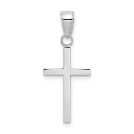 14k White Gold Polished Cross Pendant