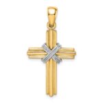 14K and White Rhodium -X- Center Passion Cross Pendant