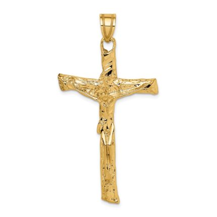 14k Rugged Tree Crucifix Pendant