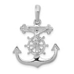 14k White Gold Mariners Crucifix Pendant