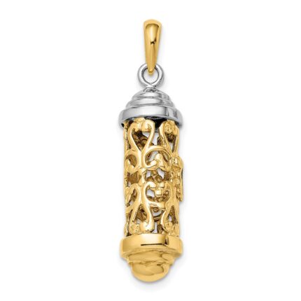 14K Two-Tone 3-D Mezuzah Pendant