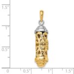 14K Two-Tone 3-D Mezuzah Pendant - Image 3