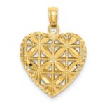 14K Polished 3-D Filigree Puffed Heart Pendant