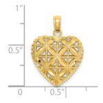 14K Polished 3-D Filigree Puffed Heart Pendant - Image 4