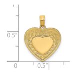 14K Polished Swirled Border Engravable Heart Pendant - Image 4