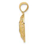 14K and White Rhodium Polished Diamond-cut Filigree Heart Pendant - Image 2