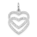14k White Gold Double Heart Charm - Image 3