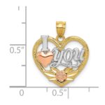 14k Two-tone with White Rhodium I LOVE YOU Heart Pendant - Image 4
