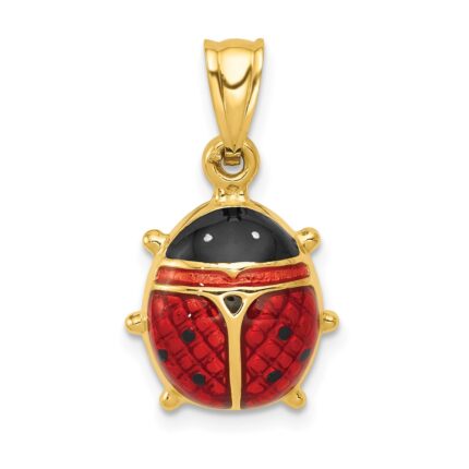 14k Red and Black Enameled Ladybug Charm