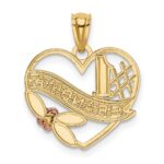 14k Two-tone with White Rhodium #1 GRANDMA Heart Pendant - Image 3