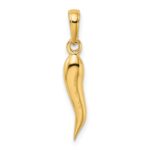 14k Medium 3-D Italian Horn Pendant - Image 3