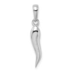 14k White Gold Medium 3-D Italian Horn Pendant - Image 3