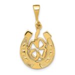 14k Clover in Horseshoe Pendant